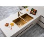 Brushed Gold Stainless Steel Handmade Double Bowls Top/Undermount Kitchen/Laundry Sink 820x457x230mm